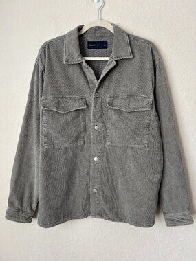 Abercrombie & Fitch Men's Olive Green Corduroy Shirt Jacket Shacket